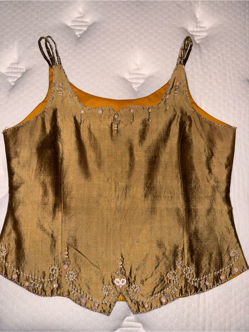 Embellished Satin Camisole Top - Gold - Picture 2 of 10